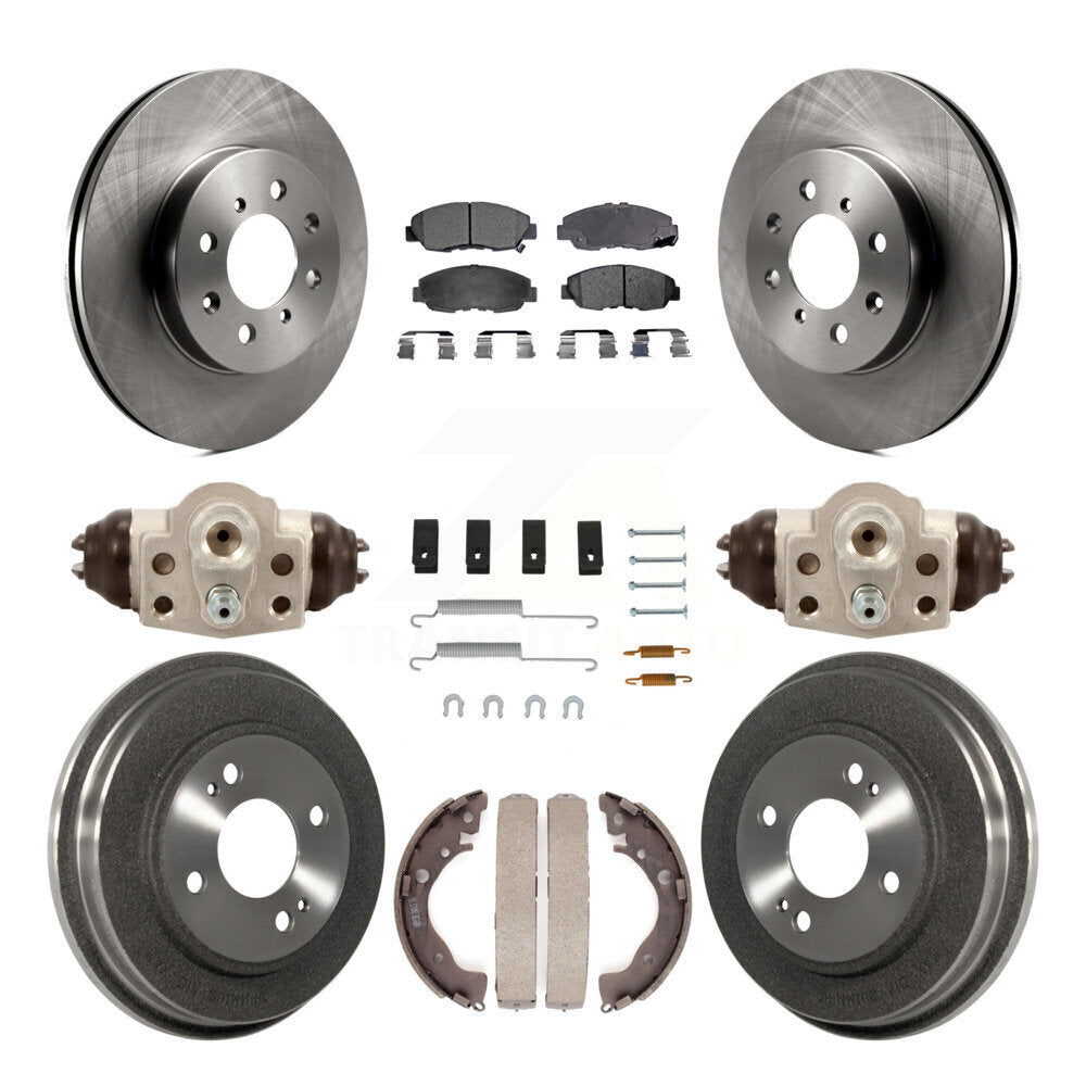 Front Rear Disc Brake Rotors Ceramic Pads And Drum Kit (9Pc) For Honda Insight