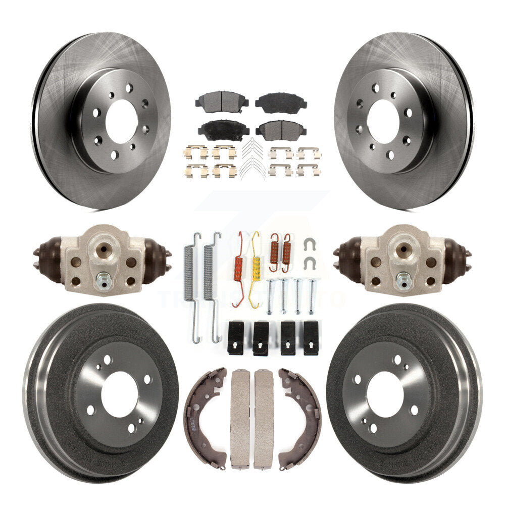 Rotors de frein à disque avant et arrière, plaquettes en céramique et Kit de tambour (9 pièces) pour Honda Fit 