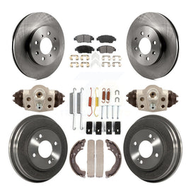 Front Rear Disc Brake Rotors Ceramic Pads And Drum Kit (9Pc) For Honda Fit