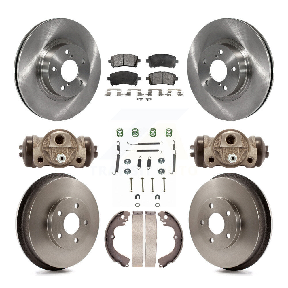 Front Rear Disc Brake Rotors Ceramic Pads And Drum Kit (9Pc) For Subaru Forester