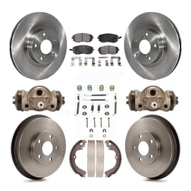 Front Rear Disc Brake Rotors Ceramic Pads And Drum Kit (9Pc) For Subaru Impreza