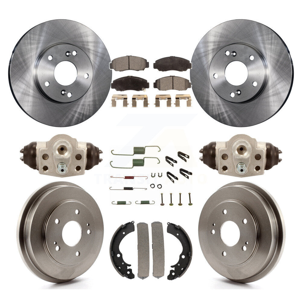 Front Rear Disc Brake Rotors Ceramic Pads And Drum Kit (9Pc) For Honda Civic GX