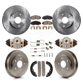Front Rear Disc Brake Rotors Ceramic Pads And Drum Kit (9Pc) For Honda Civic GX