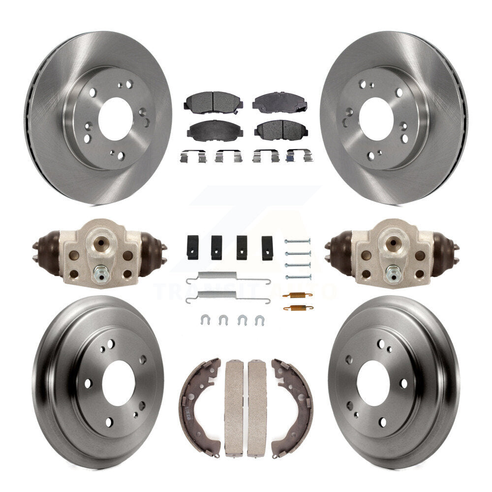 Front Rear Disc Brake Rotors Ceramic Pads And Drum Kit (9Pc) For Honda Civic