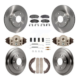 Front Rear Disc Brake Rotors Ceramic Pads And Drum Kit (9Pc) For Honda Civic