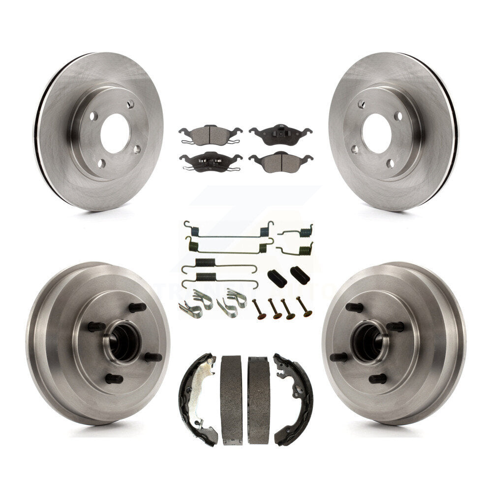 Front Rear Disc Brake Rotors Ceramic Pads And Drum Kit (7Pc) For Ford Focus