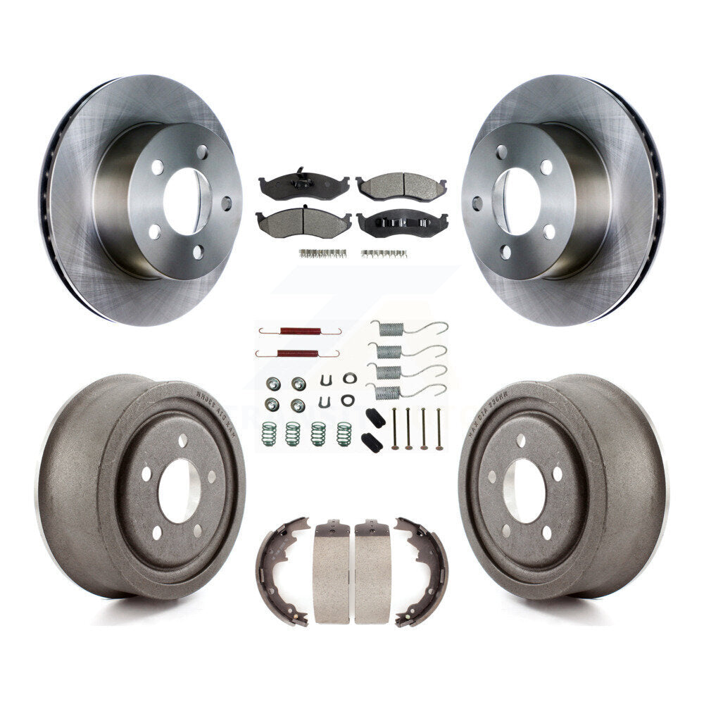 Front Rear Disc Brake Rotors Ceramic Pads And Drum Kit (7Pc) For Jeep TJ