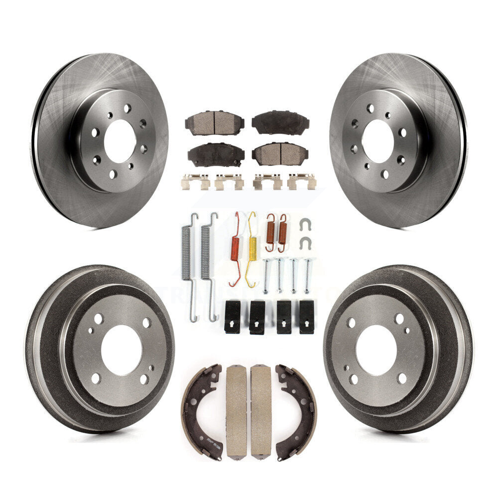 Rotors de frein à disque avant et arrière, plaquettes en céramique et Kit de tambour (7 pièces) pour Honda Civic 