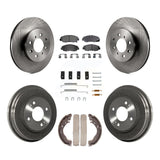 Front Rear Disc Brake Rotors Ceramic Pads And Drum Kit (7Pc) For Honda Insight