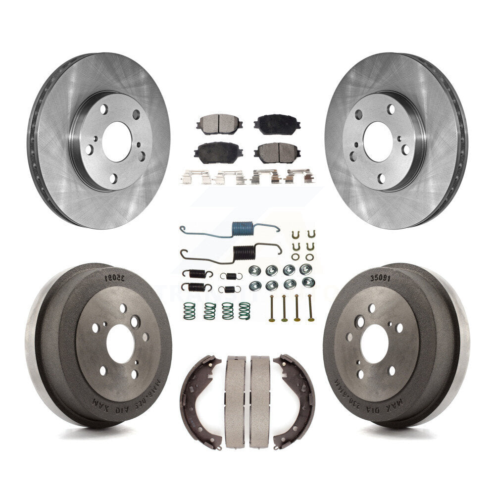 Front Rear Brake Rotors Ceramic Pad Drum Kit (7Pc) For 2005 Toyota Camry Base/LE