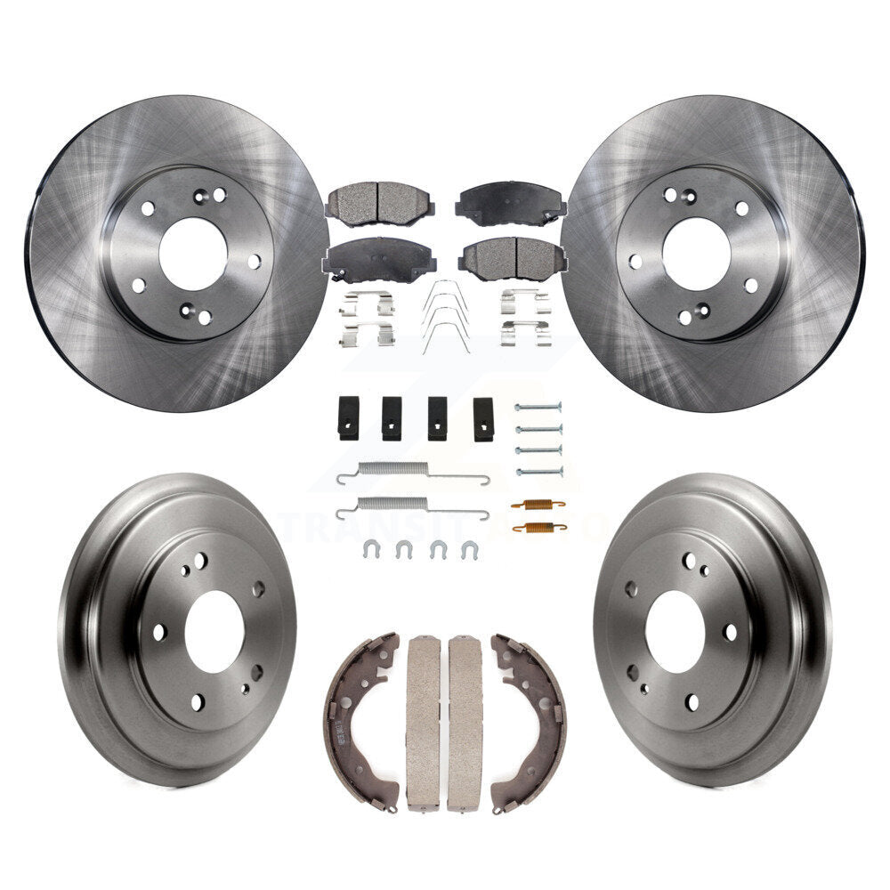 Front Rear Disc Brake Rotors Ceramic Pads And Drum Kit (7Pc) For Honda Civic
