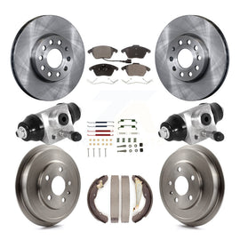 Front Rear Disc Brake Rotors Ceramic Pad And Drum Kit (9Pc) For Volkswagen Jetta