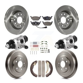Front Rear Disc Brake Rotors Ceramic Pad And Drum Kit (9Pc) For Volkswagen Jetta