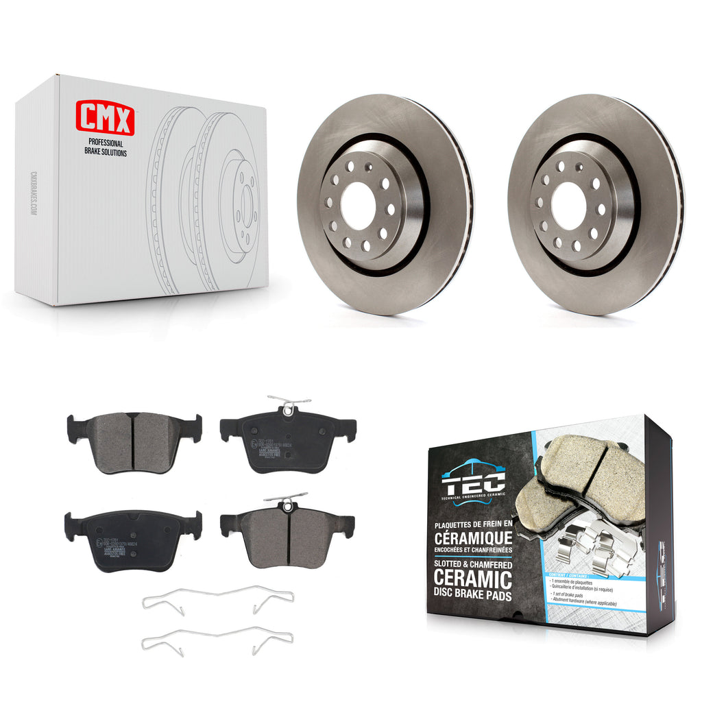 Rear Brake Rotor & Ceramic Pad Kit For Volkswagen Atlas Audi Golf R S3 Q3 A3 TTS