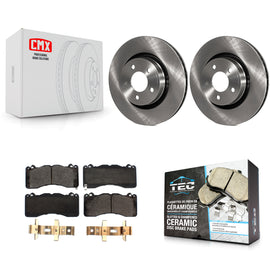 [Front] 2015 Ford Mustang V6 With Brembo Brakes Premium OE Brake Rotors & Ceramic Pads Kit For Max Braking