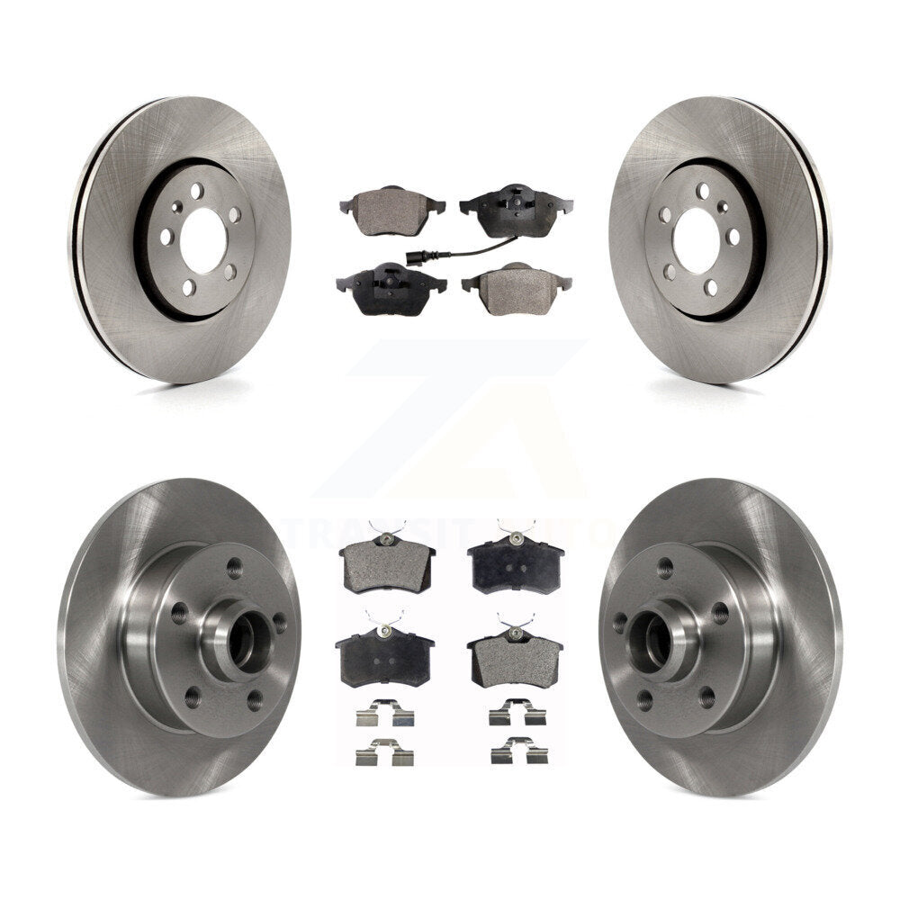 Front Rear Disc Brake Rotors Hub & Ceramic Pad Kit For 1999 Volkswagen Golf 2.8L