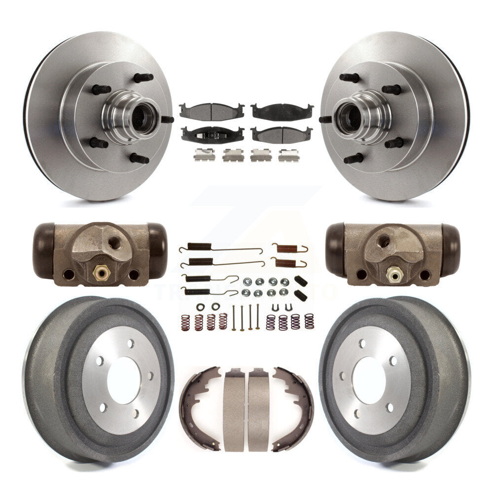 Front Rear Disc Brake Rotors Ceramic Pad Drum Kit (9Pc) For Ford E-150 Econoline