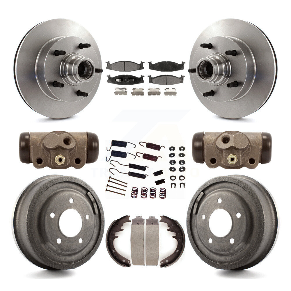 Front Rear Brake Rotor Ceramic Pad Drum Kit (9Pc) For Ford F-150 E-150 Econoline