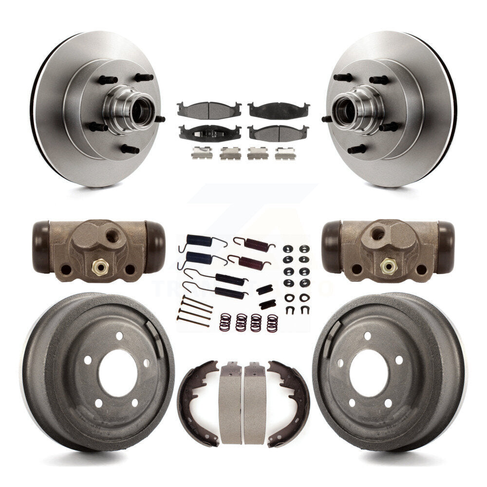 Front Rear Brake Rotors Ceramic Pad Drum Kit (9Pc) For Ford E-150 Econoline Club