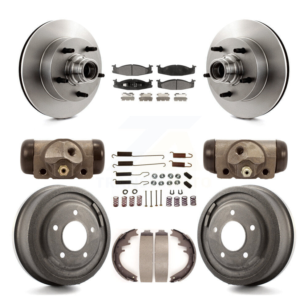 Front Rear Brake Rotors Ceramic Pad Drum Kit (9Pc) For Ford E-150 Econoline Club