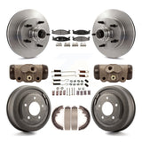 Front Rear Disc Brake Rotors Ceramic Pad Drum Kit (9Pc) For Ford E-150 Econoline