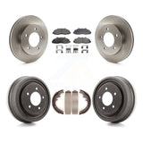Front Rear Disc Brake Rotors Ceramic Pads And Drum Kit For Ford F-150 4WD