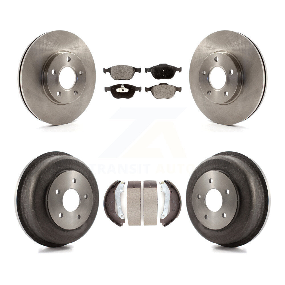 [Front+Rear] 2010-2013 Ford Transit Connect Premium OE Brake Rotor Drum Kit & Ceramic Pads For Max Braking