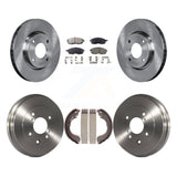 Front Rear Disc Brake Rotors Ceramic Pad & Drum Kit For Nissan Sentra Versa Cube