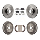 Front Rear Disc Brake Rotors Ceramic Pad Drum Kit For Toyota Matrix Pontiac Vibe