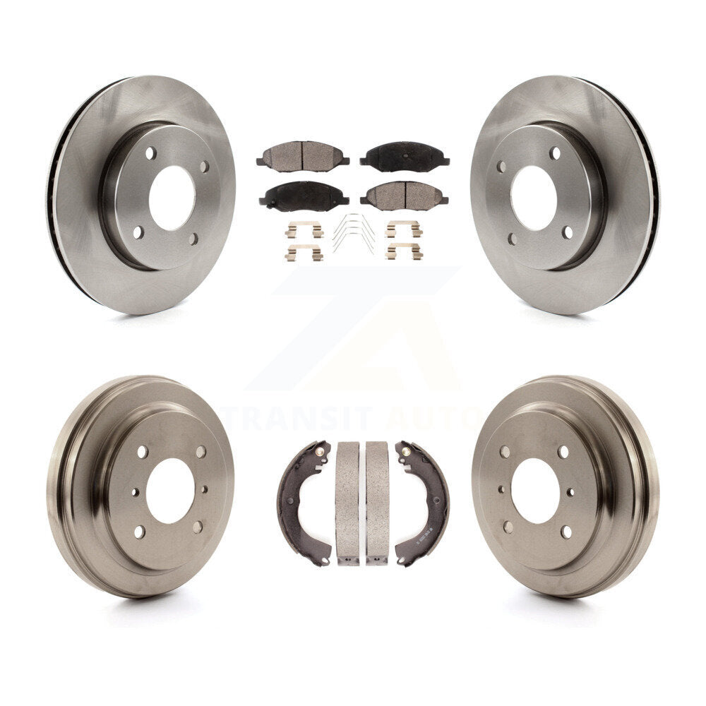 [Front+Rear] 2009-2011 Nissan Versa 1.6L Premium OE Brake Rotor Drum Kit & Ceramic Pads For Max Braking
