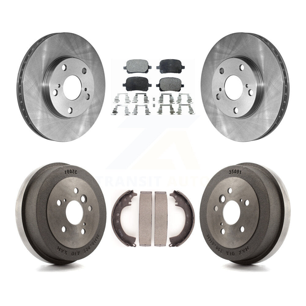 [Front+Rear] 2002-2003 Toyota Solara 2.4L Premium OE Brake Rotor Drum Kit & Ceramic Pads For Max Braking