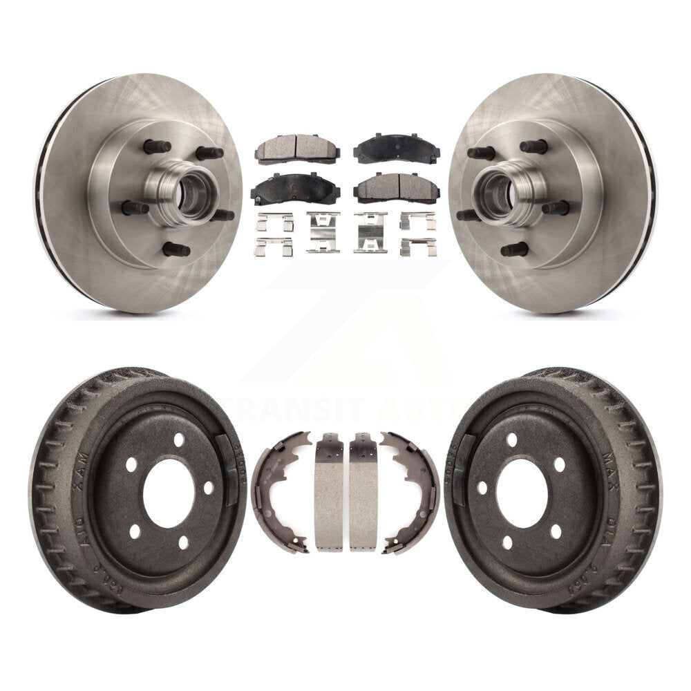 Front Rear Brake Rotor Ceramic Pad Drum Kit For Mazda B4000 RWD with 4-Wheel ABS