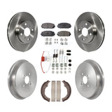 Front Rear Brake Rotors Ceramic Pad & Drum Kit (7Pc) For Toyota Prius C Scion iQ