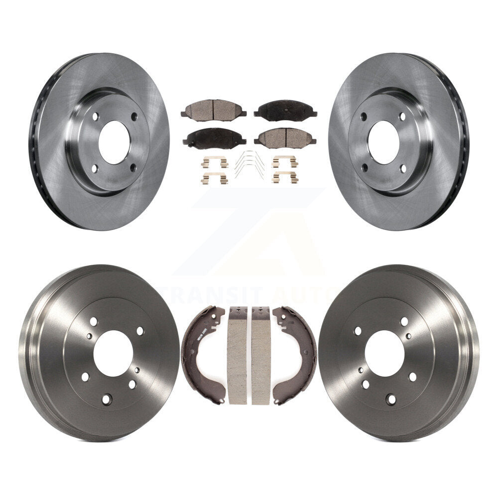 [Front+Rear] 2008 Nissan Versa 4-Wheel ABS Premium OE Brake Rotor Drum Kit & Ceramic Pads For Max Braking