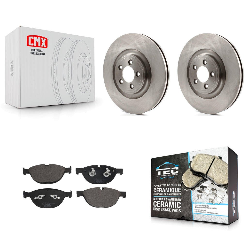 Front Disc Brake Rotors And Ceramic Pads Kit For Jaguar XF XJ