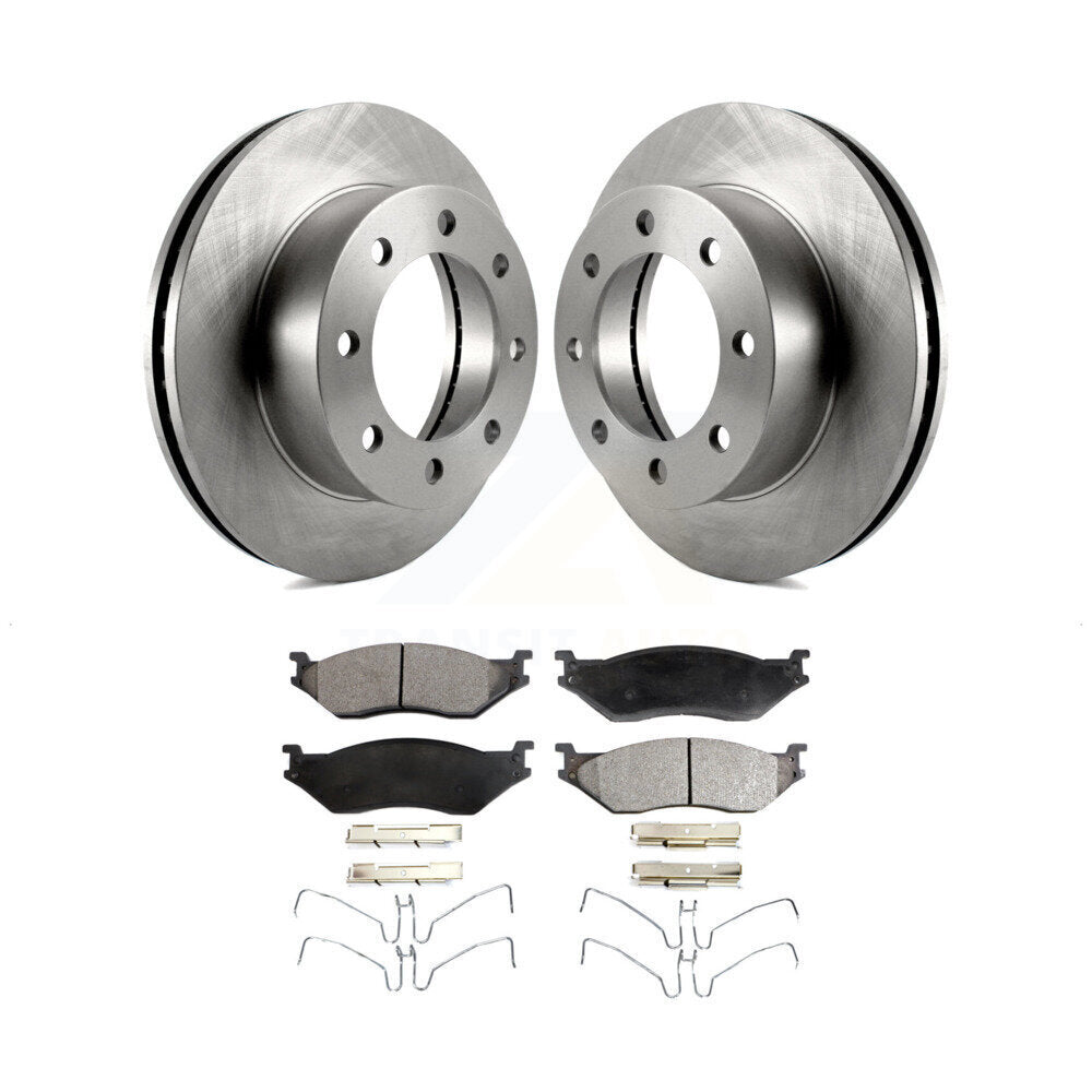 Front Brake Rotors & Ceramic Pad Kit For Ford F-450 Super Duty With 8 Lug Wheels