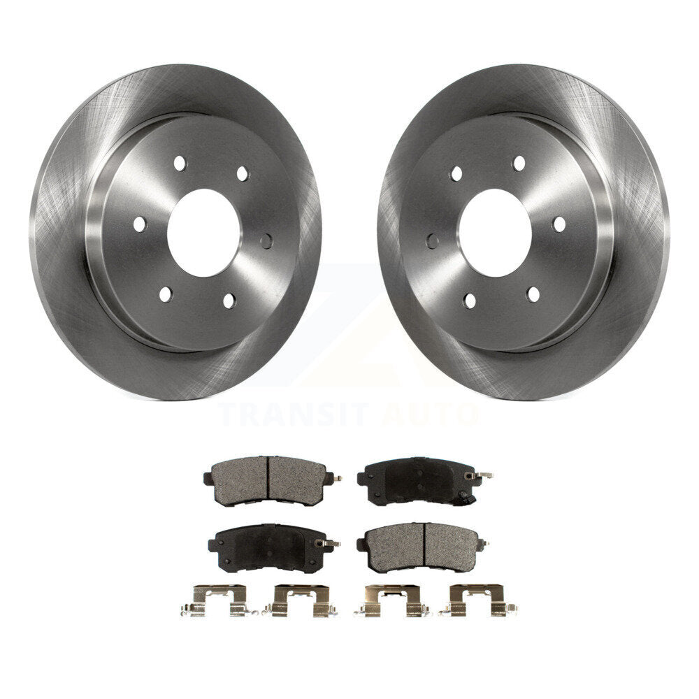 Rear Brake Rotors & Ceramic Pad Kit For 2017-2019 Nissan Armada With Solid Rotor