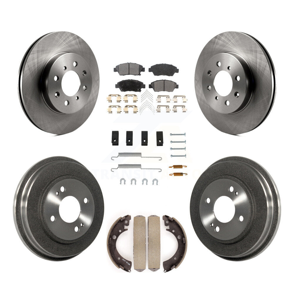 Front Rear Disc Brake Rotors Ceramic Pads And Drum Kit (7Pc) For Honda Civic