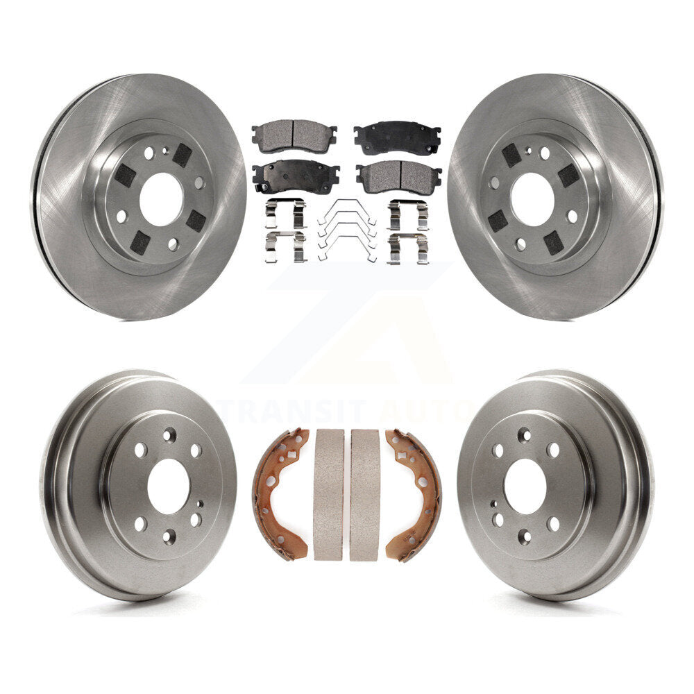 Front Rear Disc Brake Rotors Ceramic Pads And Drum Kit For Mazda Protege