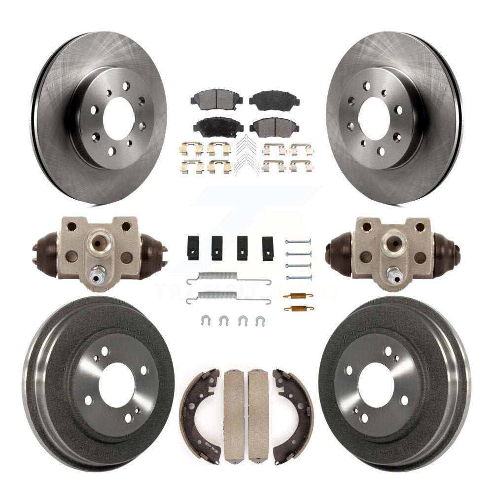 Front Rear Disc Brake Rotors Ceramic Pads And Drum Kit (9Pc) For Honda Civic