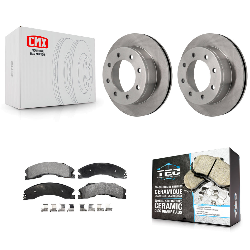Rear Brake Rotor Ceramic Pad Kit For Chevrolet Express 4500 3.20" Overall Height