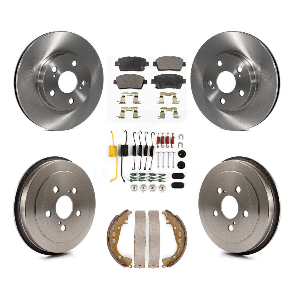 Front Rear Brake Rotor Ceramic Pad And Drum Kit (7Pc) For 2004-2007 Toyota Prius