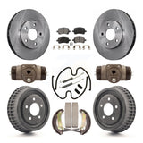 Front Rear Disc Brake Rotors Ceramic Pad And Drum Kit (9Pc) For Chevrolet Malibu
