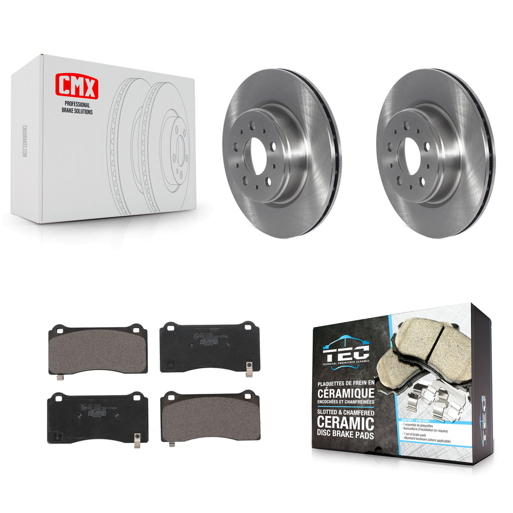 [Front] 17-22 Tesla 3 With Gray Painted Calipers Premium OE Brake Rotors & Ceramic Pads Kit For Max Braking