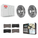[Front] 17-22 Tesla 3 With Gray Painted Calipers Premium OE Brake Rotors & Ceramic Pads Kit For Max Braking