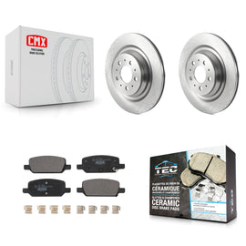 [Rear] 17-22 Tesla 3 With Gray Painted Calipers Premium OE Brake Rotors & Ceramic Pads Kit For Max Braking