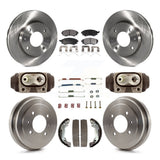 Front Rear Disc Brake Rotors Ceramic Pads And Drum Kit (9Pc) For Hyundai Elantra