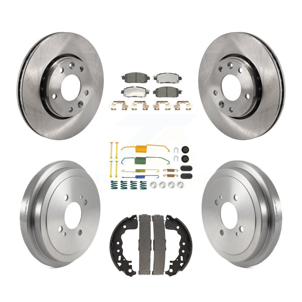 Front Rear Disc Brake Rotors Ceramic Pads And Drum Kit (7Pc) For Nissan Kicks