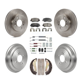 Front Rear Brake Rotor Ceramic Pad And Drum Kit (7Pc) For Hyundai Accent Kia Rio
