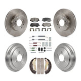 Front Rear Brake Rotor Ceramic Pad And Drum Kit (7Pc) For Hyundai Accent Kia Rio